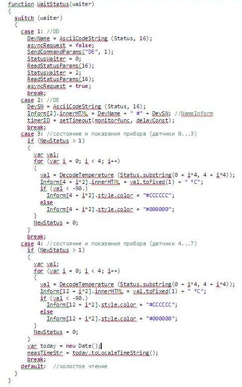 Пример текста программы на языке JavaScript